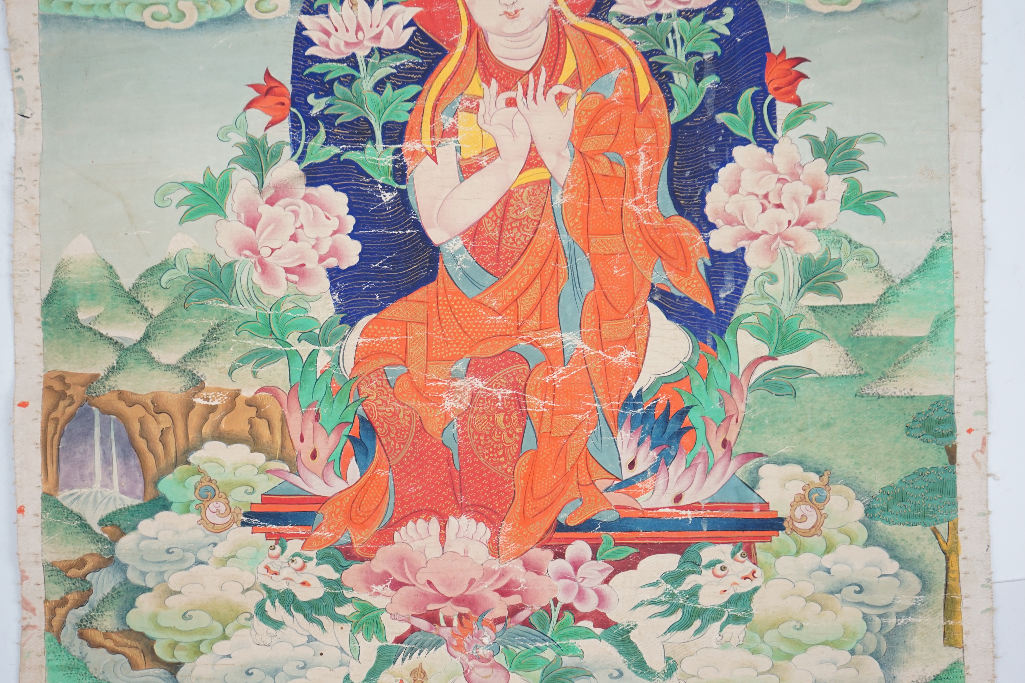 A Tibetan thangka, 18th/19th century, depicting Master Tsongkhapa